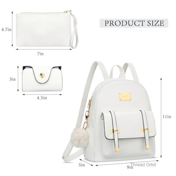 Vegan Leather Mini Backpack Set with Wristlet Wallet and Card Wallet main image 2